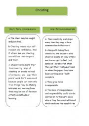 English Worksheet: cheating (writing)