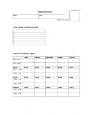 Write your schedule - ESL worksheet by lady bug
