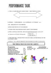 English Worksheet: heroes performance homework