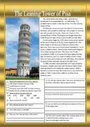 The Leaning Tower of Pisa Reading Comprehension Practice Exercises