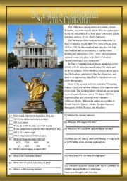 English Worksheet: St. Pauls Cathedral Reading Comprehension Practice Exercises 