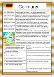 English Worksheet: Germany Reading Comprehension Practice Exercises with Definitions 