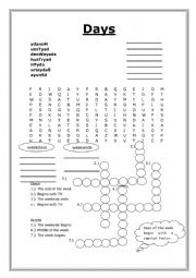 English Worksheet: Days of the Week Practice Exercises