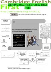 English Worksheet: WRITING AN ARTICLE FOR CAMBRIDGE B2 FIRST (FCE) [methodology]