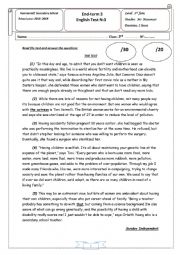 English Worksheet: 3rd form end term exam