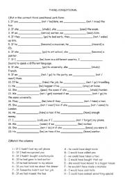 English Worksheet: THIRD CONDITIONAL - EXERCISES