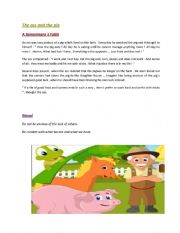 English worksheet: the ass and the pig