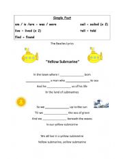 Simple Past Yellow Submarine Song Exercise