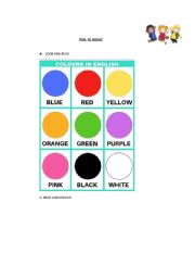 English Worksheet: Colours