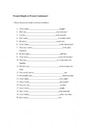 English Worksheet: Present Simple Vs Present Continuous