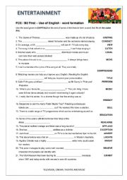 English Worksheet: FCE (B2 First)-Entertainment-word formation