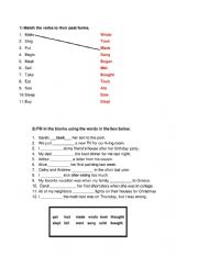English Worksheet: Common Irregular Verbs