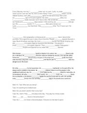 English Worksheet: simple present fill in the gaps