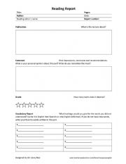 English Worksheet: Complete Reading Report