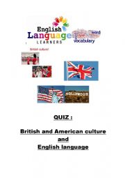 QUIZ BRITISH AND AMERICAN CULTURE