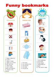 English Worksheet: Funny bookmarks - Coronavirus