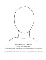 English Worksheet: Draw Sarah (description words)