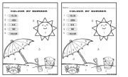 English Worksheet: COLOUR BY NUMBER - BEACH