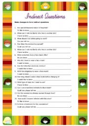 English Worksheet: Indirect Questions 