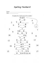 English Worksheet: spelling numbers