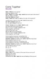 English Worksheet: Come Together (Now United) - Grammar Activity