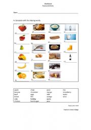 English Worksheet: Food and Drinks - vocabulary