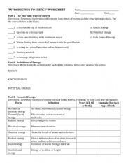 English Worksheet: energy