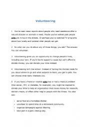 English worksheet: Volunteer