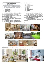 English Worksheet: House rooms - matching descriptions