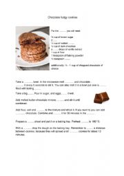 English Worksheet: Chocolate cookies recipe