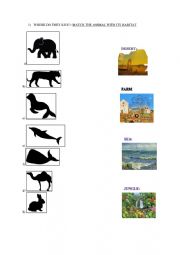 English Worksheet: Animals and their habitat