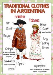 English Worksheet: TRADITIONAL CLOTHES IN ARGENTINA