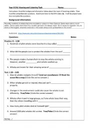 English Worksheet: Listening Task - Beaching of Whales