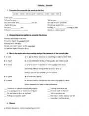 English Worksheet: scientist coldplay song fill in