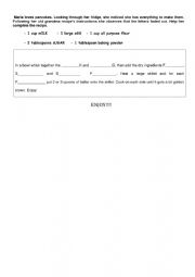 English Worksheet: PANCAKE RECIPE - gap filling exercises