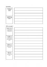 English Worksheet: Scaffold for a PEEL essay 