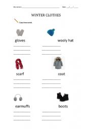 English Worksheet: Winter clothes