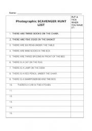 English Worksheet: Photographic scavenger hunt