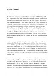The Beatles, In My Life, mini-lecture, texts, and comprehension questions