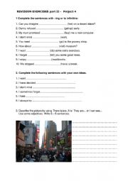 English Worksheet: PROJECT 4 - Revision exercises U4