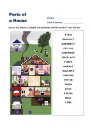 English Worksheet: Parts of a House