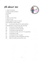 English Worksheet: ALL ABOUT ME end of the year project 