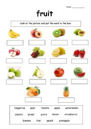 English Worksheet: Fruit