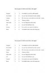 English Worksheet: Rules in different countries 