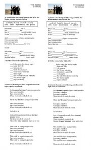 English Worksheet: Listening Activity - Song -  Paradise by Coldplay