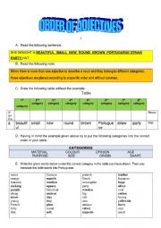 English Worksheet: Order of adjectives