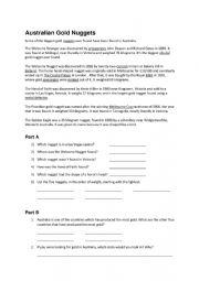 English Worksheet: Australian Gold Nuggets
