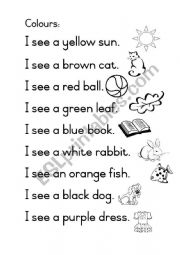 English Worksheet: colors white, pink, brown, black