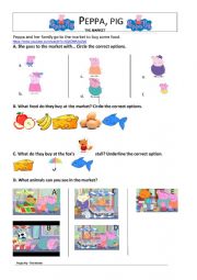 English Worksheet: Peppa Pig goes to the market
