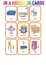 English Worksheet: Cards Furniture